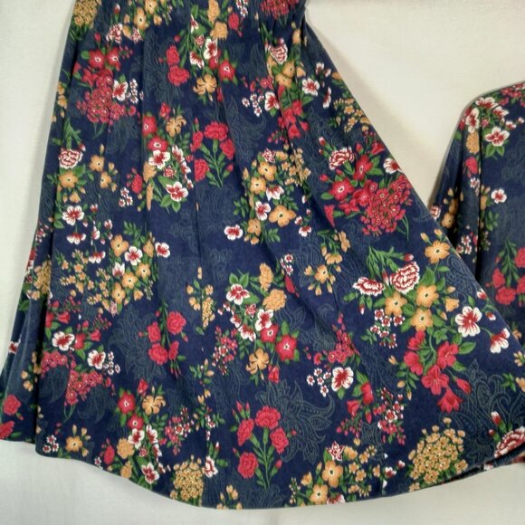Vintage Large Skirt And Shirt Knit Outfit Set Blue Floral Cottagecore Soft USA - Picture 9 of 16